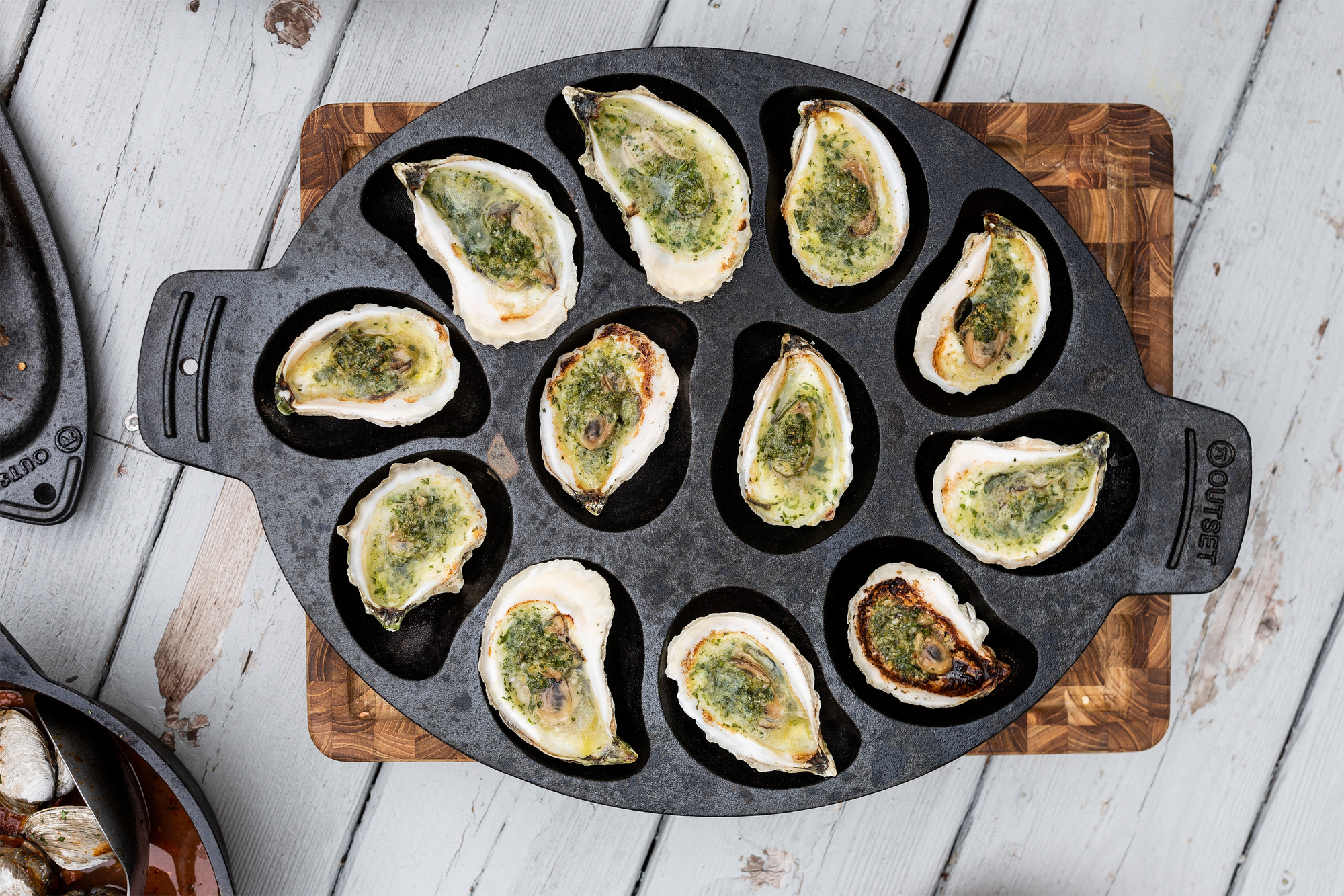 Grilled Oysters with Shallot Lemon Compound Butter