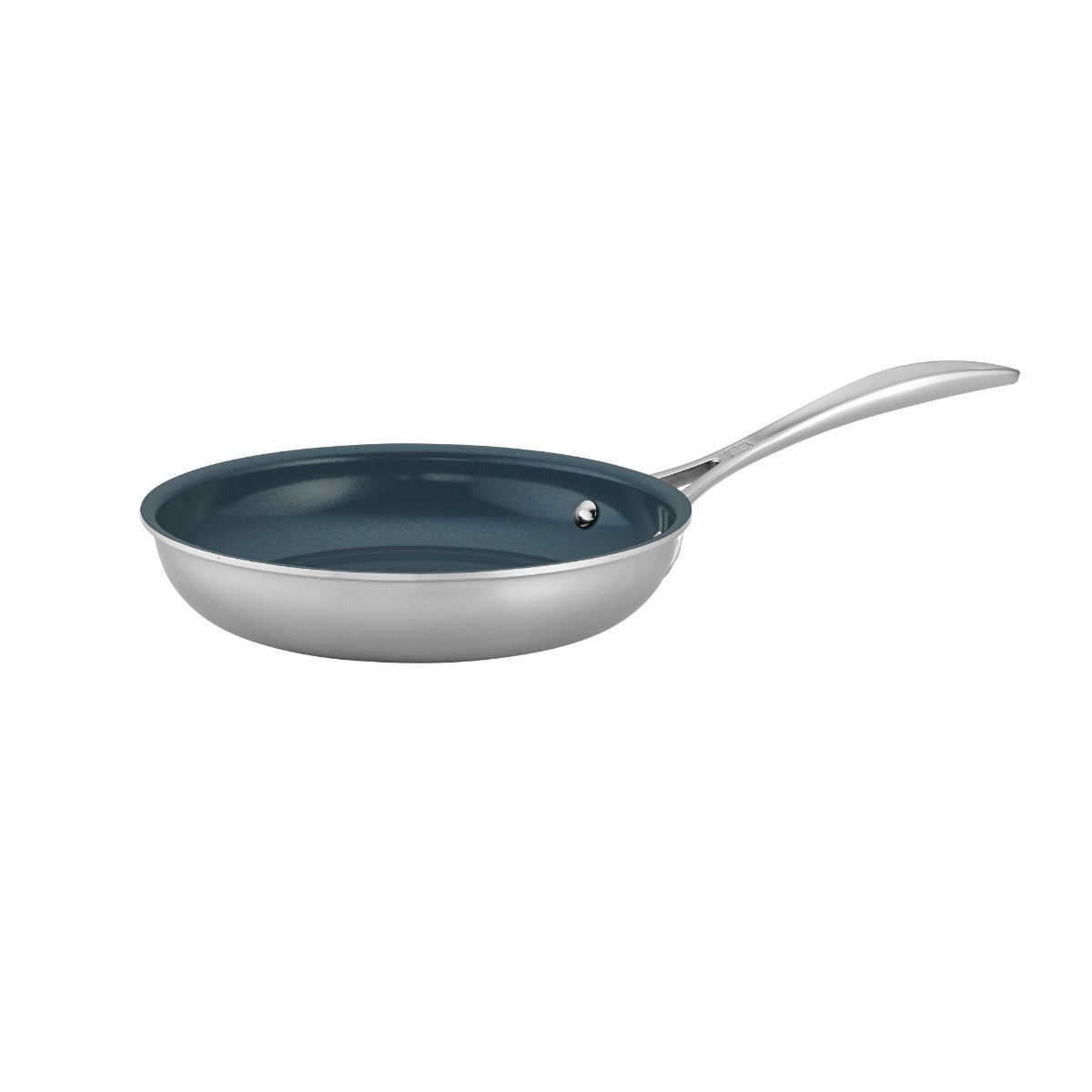 A Zwilling Clad Ceramic CFX Fry Pan over a white background.
