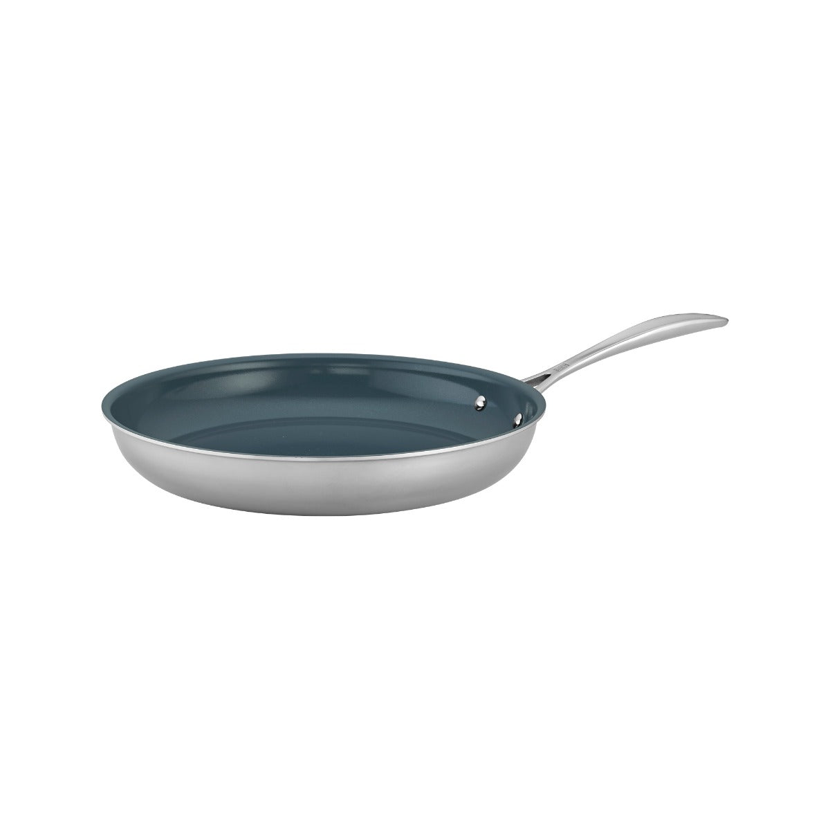A Zwilling Clad Ceramic CFX Fry Pan over a white background.