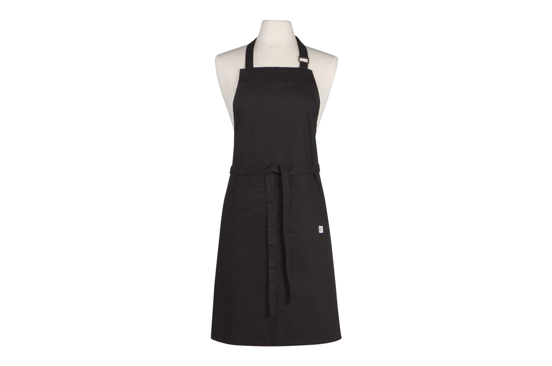 A Now Designs Black Apron over a white background.