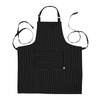 A Now Designs Black Pinstripe Apron over a white background.