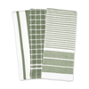 A set of green patterned Mrs. Anderson's Kitchen Towels, Set of 3 over a white background.