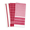 A set of red patterned Mrs. Anderson's Kitchen Towels, Set of 3 over a white background.