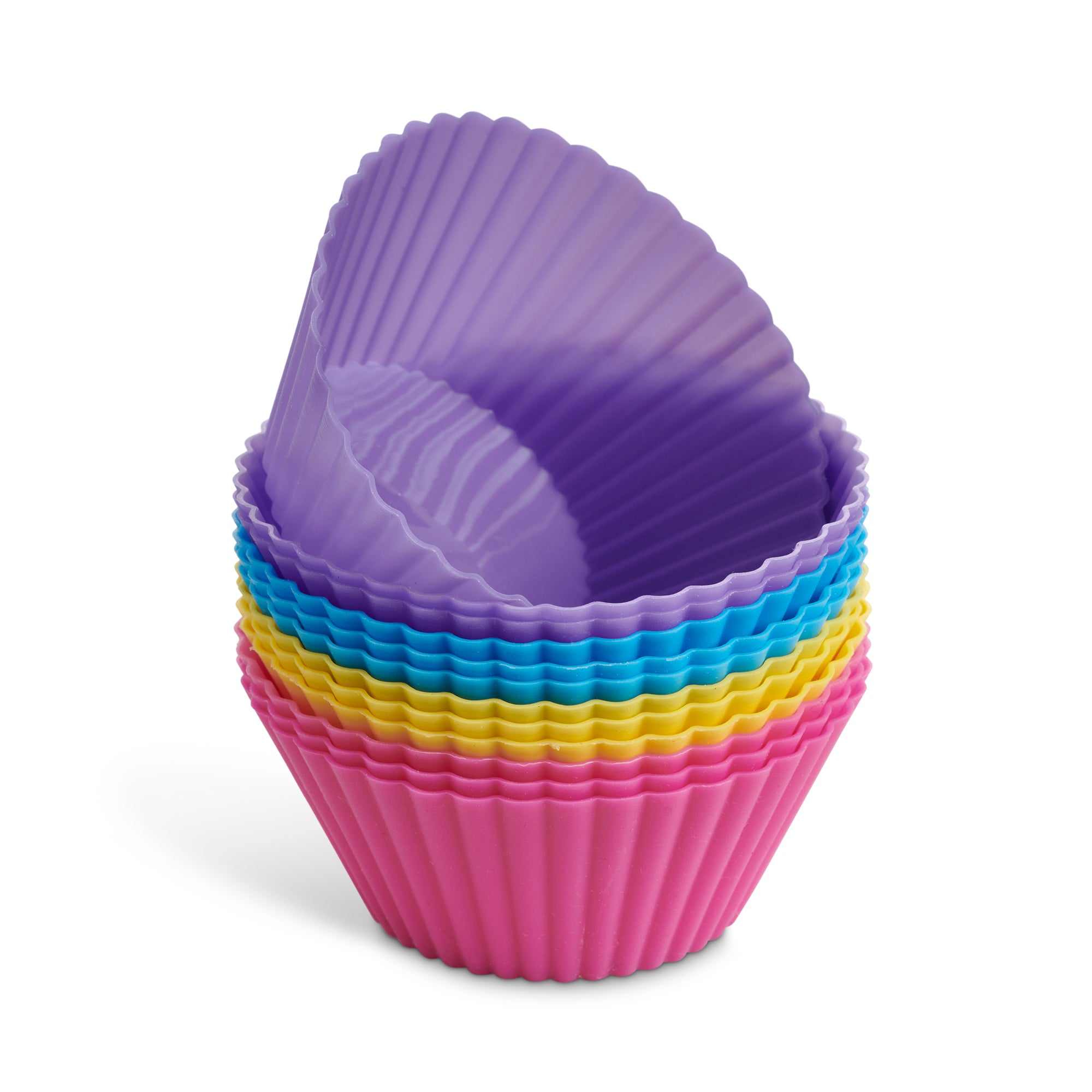 A stack of Mrs. Anderson's Baking Silicone Baking Cups over a white background.