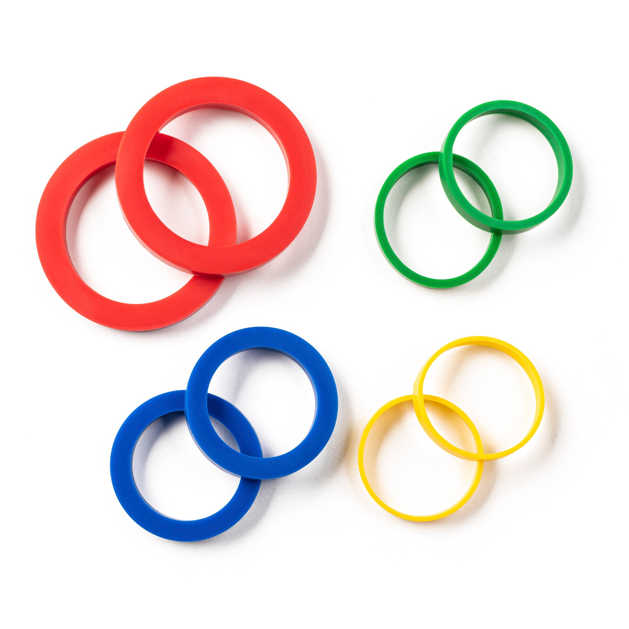 A Mrs. Anderson's Baking Silicone Rolling Pin Rings, Set of 8 over a white background.