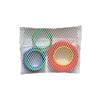 A Mrs. Anderson's Baking Silicone Rolling Pin Rings, Set of 8 in a mesh bag over a white background.