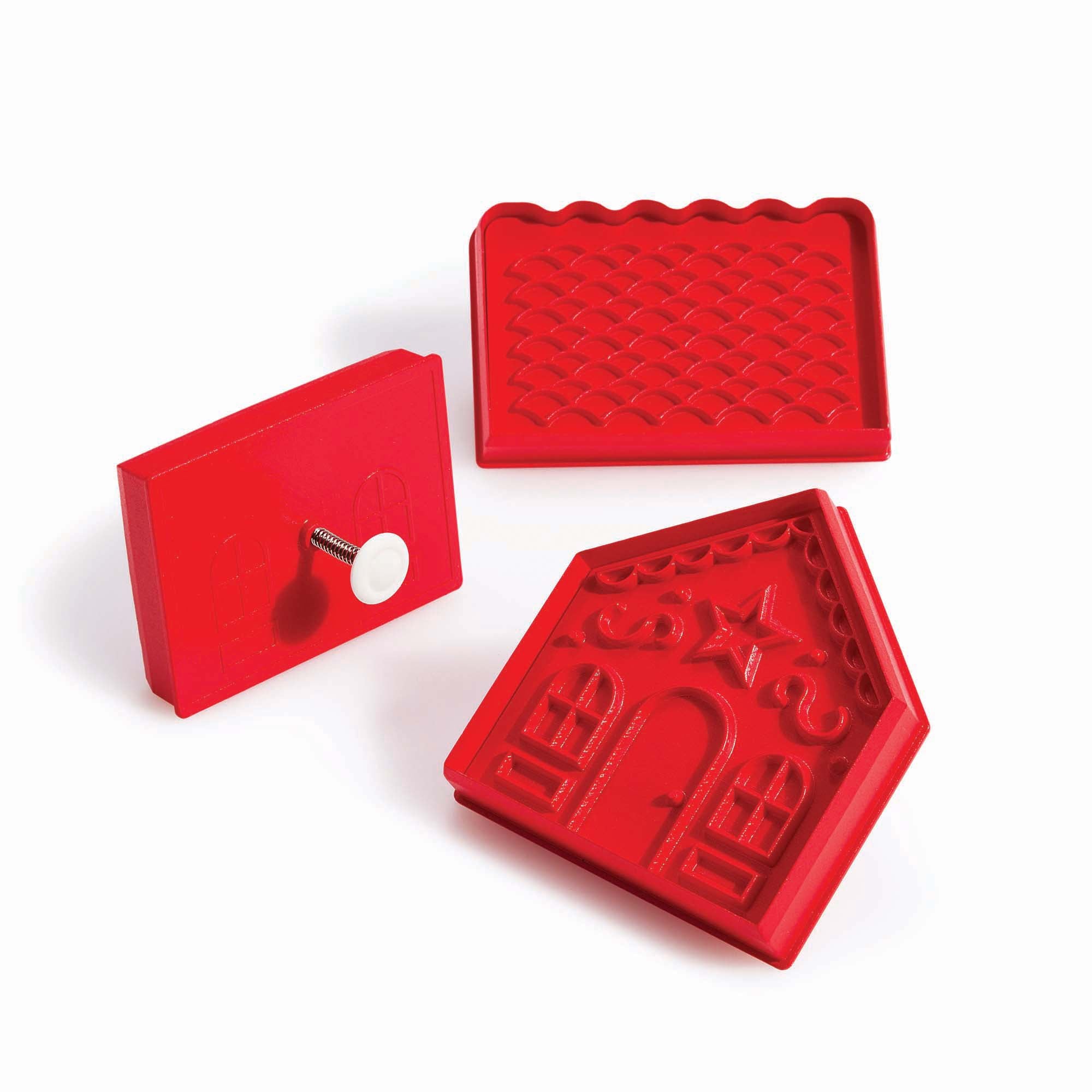 A King Arthur Baking Company 3-D Gingerbread Cutter Set sits over a white background.