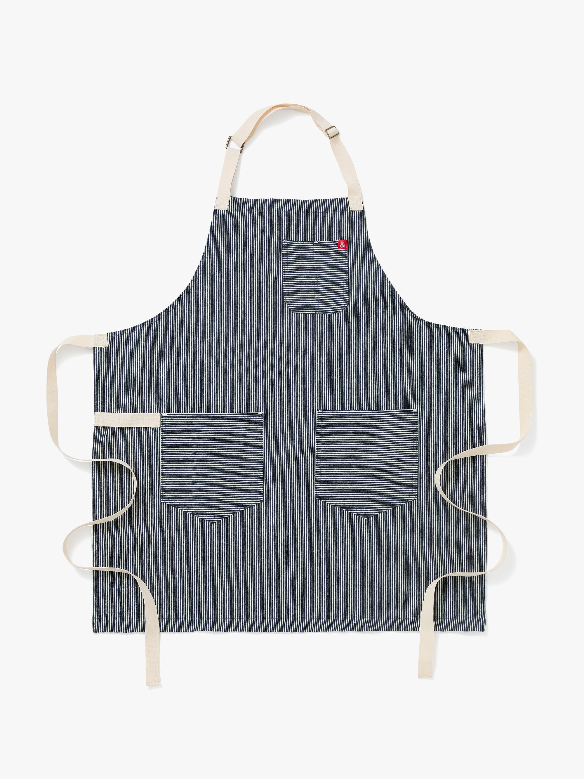A Hedley & Bennett Hickory Stripe Essential Apron over a white background.
