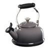 A Le Creuset Classic Kettle in Oyster over a white background.