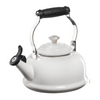 A Le Creuset Classic Kettle in White over a white background.