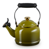 A Le Creuset Demi Kettle in Olive over a white background.