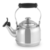 A Stainless Steel Le Creuset Demi Kettle over a white background.