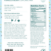 The nutrition label and baking instructions for a bag of LillyBean Vanilla Bean Cupcake Mix.