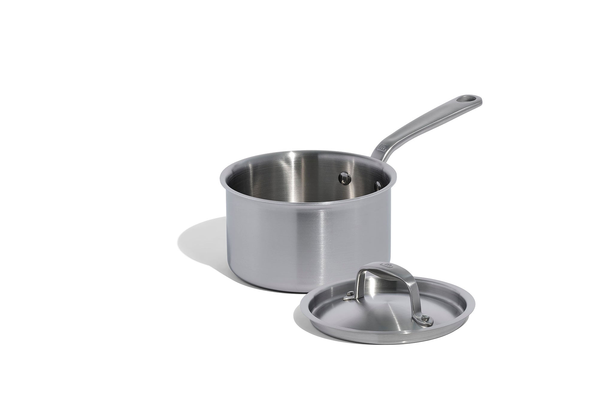 A Made In Stainless Clad Saucepan with Lid in front of a white background.