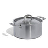 A Made In Stainless Clad Stock Pot in front of a white background.