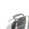 A close up of a Made In Stainless Clad Rondeau with Lid in front of a white background.