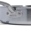 A close up of a Made In Stainless Clad Saute Pan with Lid in front of a white background.