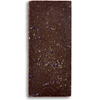 A close up shot of a Ragged Coast Chocolate Bark Lavender Blossom bar on a white background.