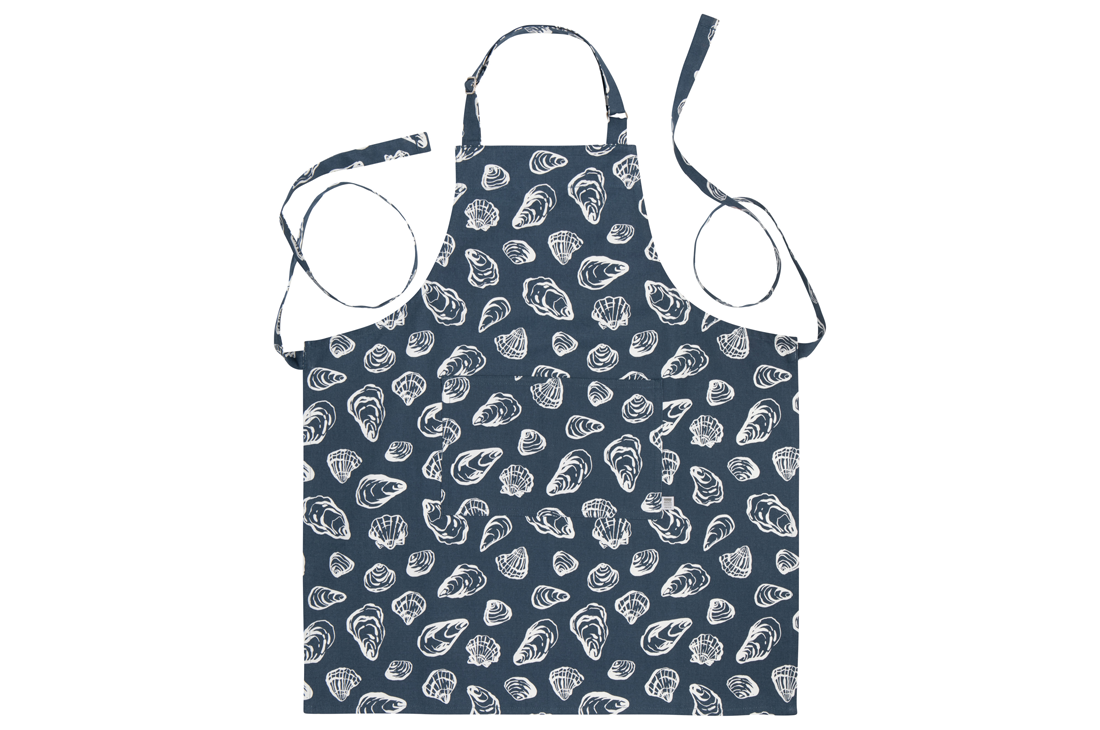 A Now Designs Shellfish Apron over a white background.