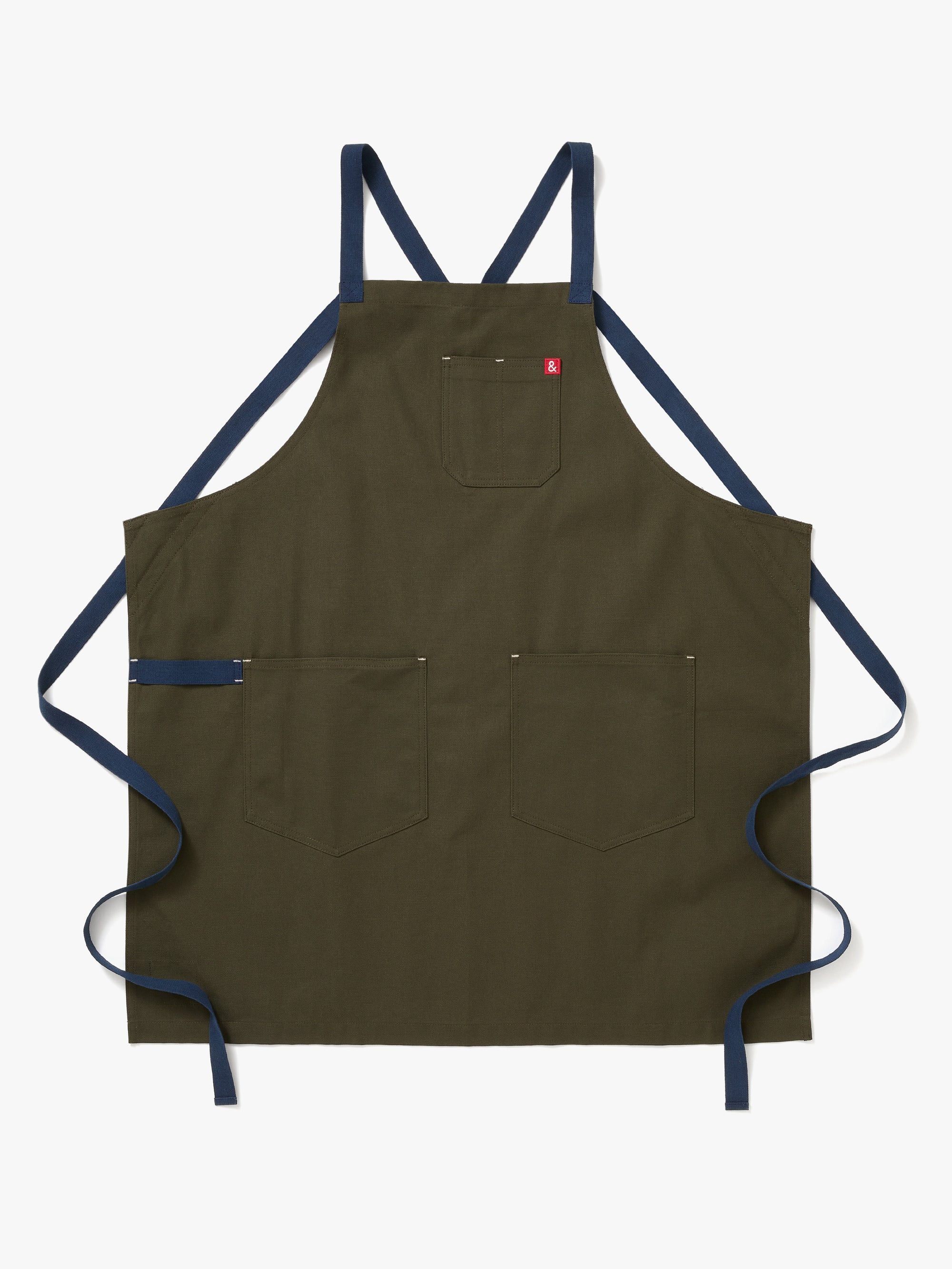 A Hedley & Bennett Olive Crossback Apron over a white background.