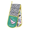 An Ulster Weavers Double Oven Mitt in the Chick Chicken pattern pictured over a white background