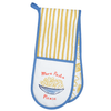 An Ulster Weavers Double Oven Mitt in the Pasta Lovers Club pattern pictured over a white background
